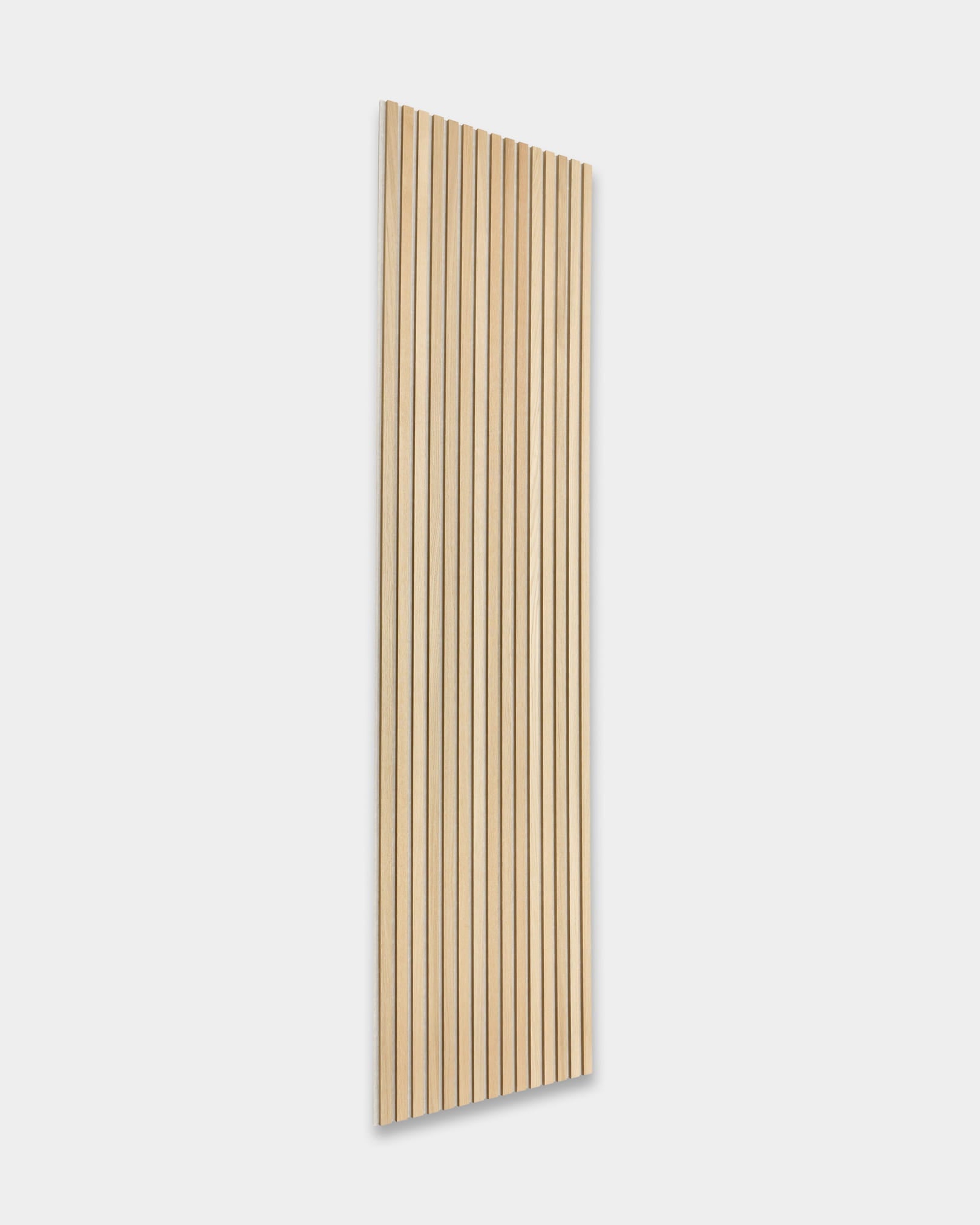 WoodUpp Akupanel rectangular acoustic wood panels featuring evenly spaced vertical slats, displayed against a plain white background.