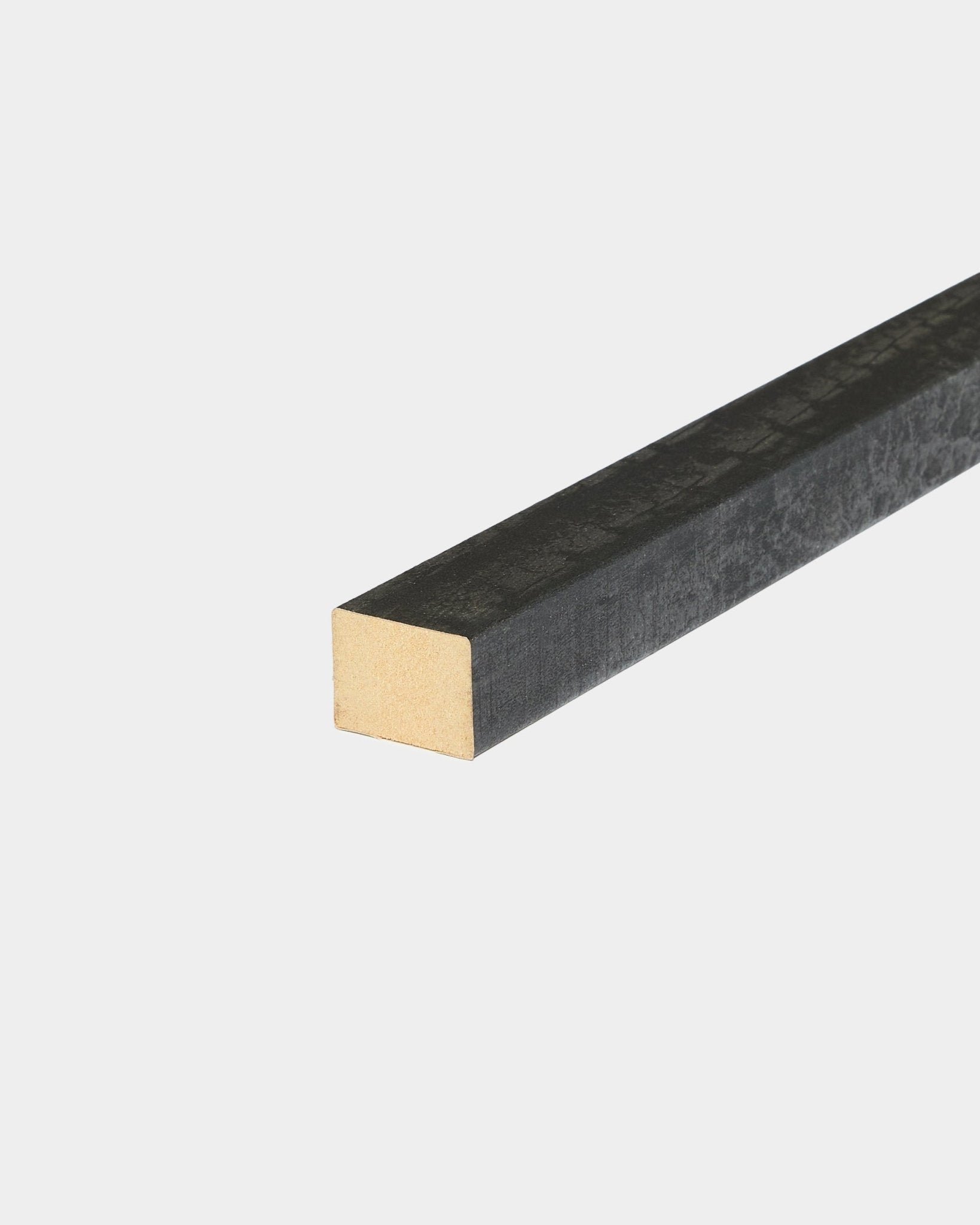 WoodUpp Akupanel End Lamella in charcoal finish, 2.2 cm thick, designed for use with acoustic wood panels or wall projects, displayed on a white background.