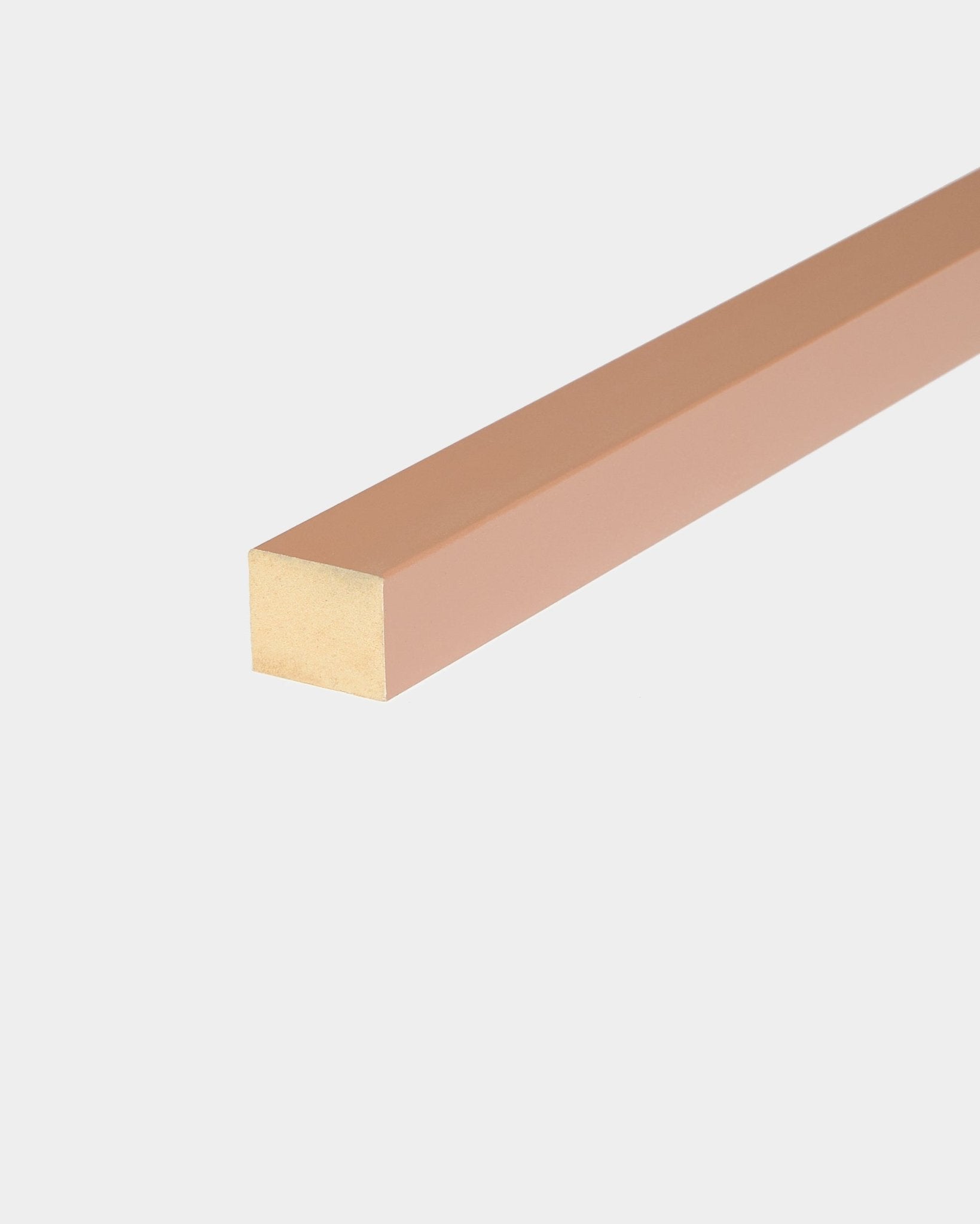 WoodUpp End Lamella in Clay finish, 2.2 cm wide, for use with Akupanel acoustic panels or constructing MDF frames; part of the Nordic acoustic wood range.
