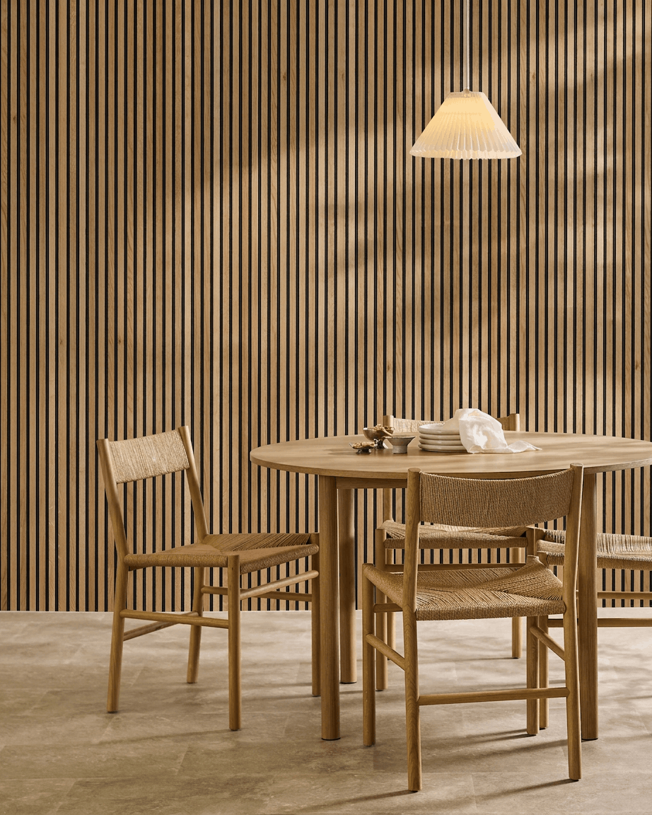 Akupanel | Acoustic Panel / Rustic Natural Oak, Black Felt, 240 x 60 cm
